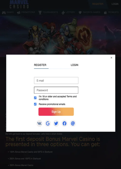 Marvel Casino Rejestracja